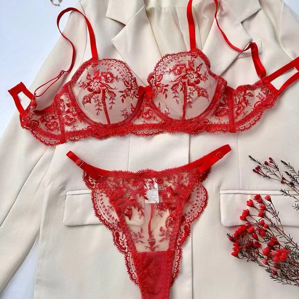 New Flower Transparent Lingerie Set